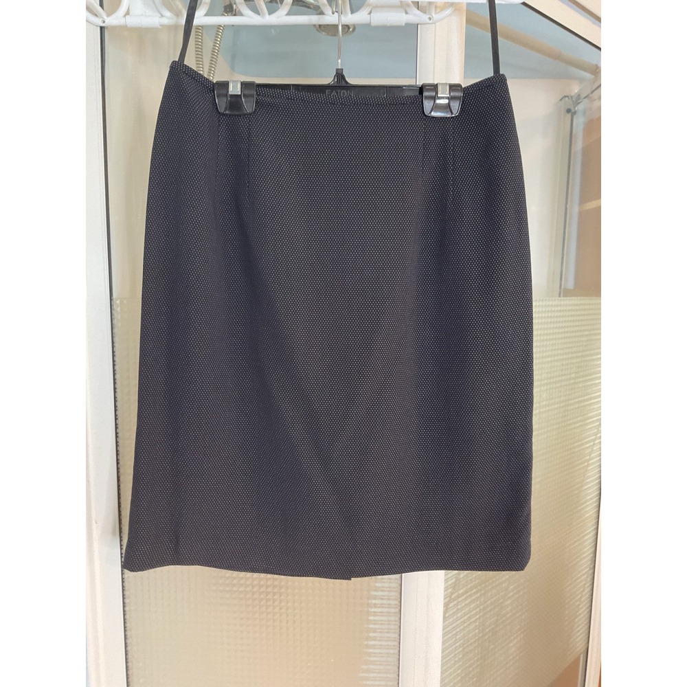 Travis Ayers Pencil Skirt Womens 10 Black Micro Dot Excellent Lined Back Vent